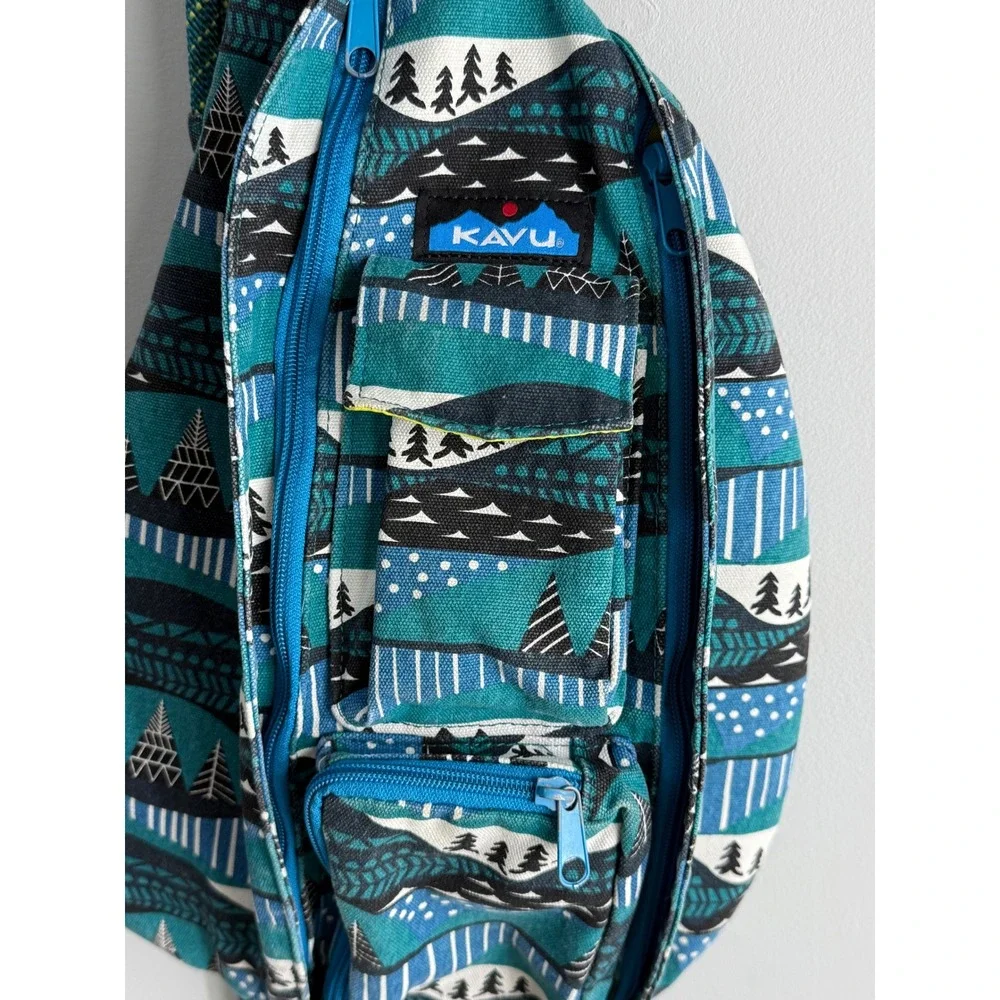KAVU Teal Rope Bag Sling Backpack Unisex OS Outdoors Festival Concert Hiking